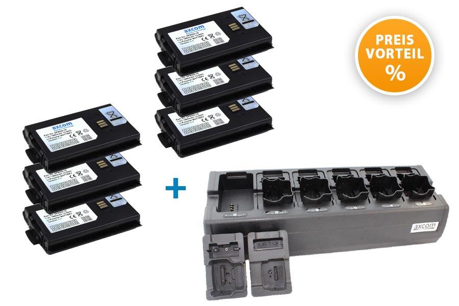 Bundle of 6 batteries and a charger for Sepura STP8000, STP9000, SC20