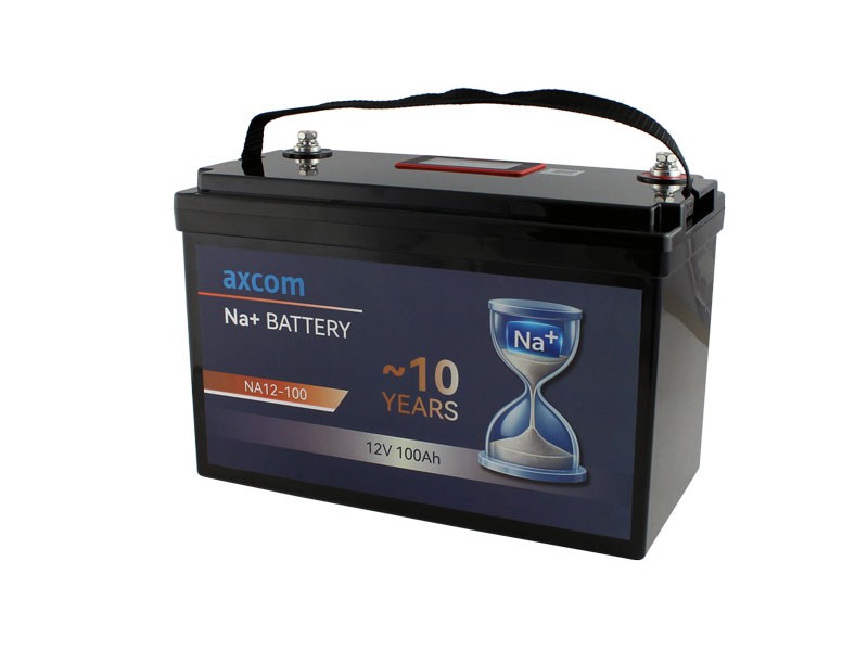 Axcom 12V 100Ah sodium-ion battery with M8 terminals