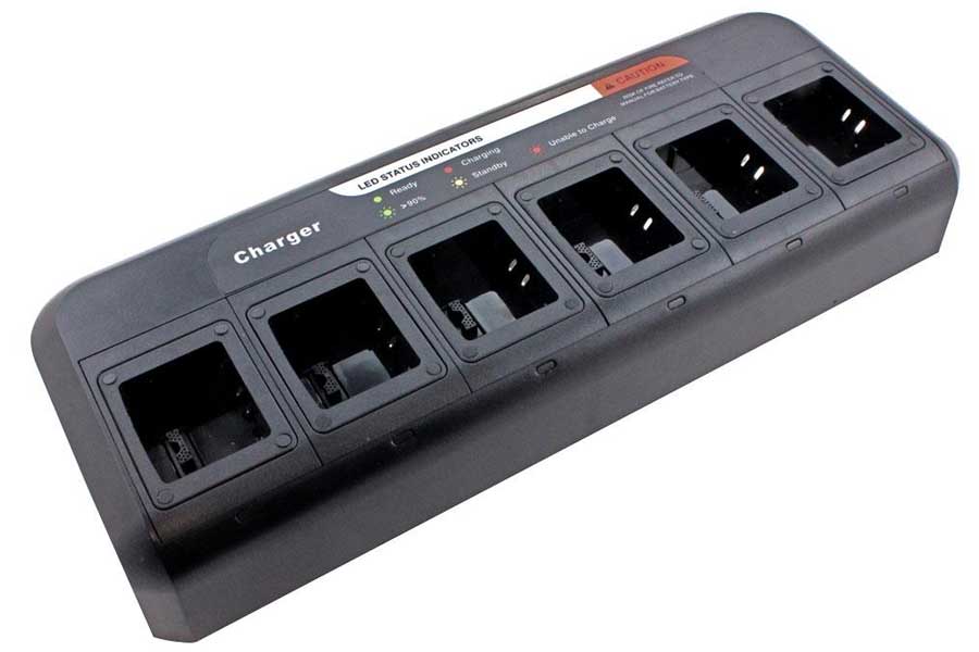6-slot charger for Motorola R5, R7, DP2000 series, DP4000 series