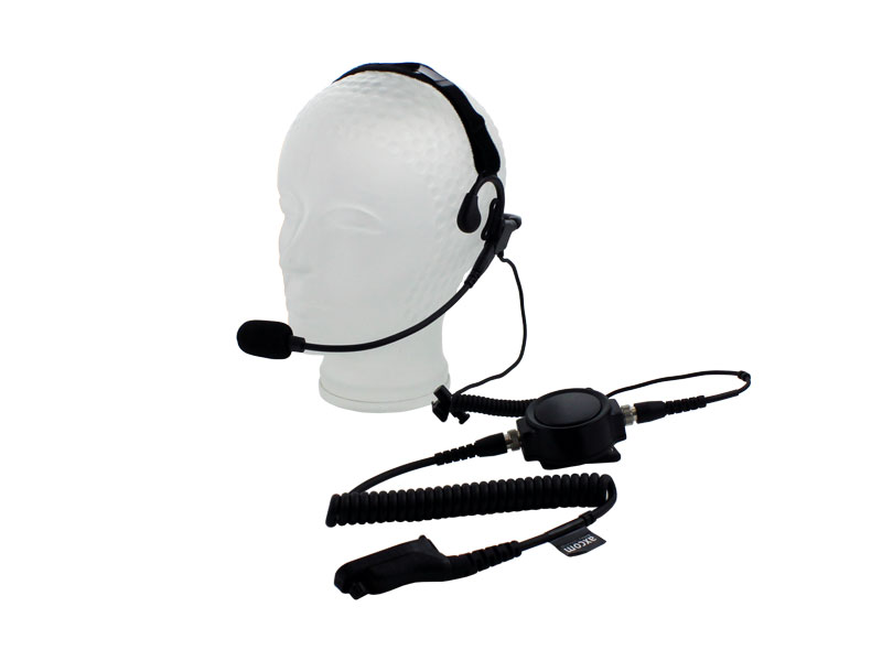 Overhead headset with gooseneck microphone and 5-pin PTT button for Sepura STP8000, STP9000