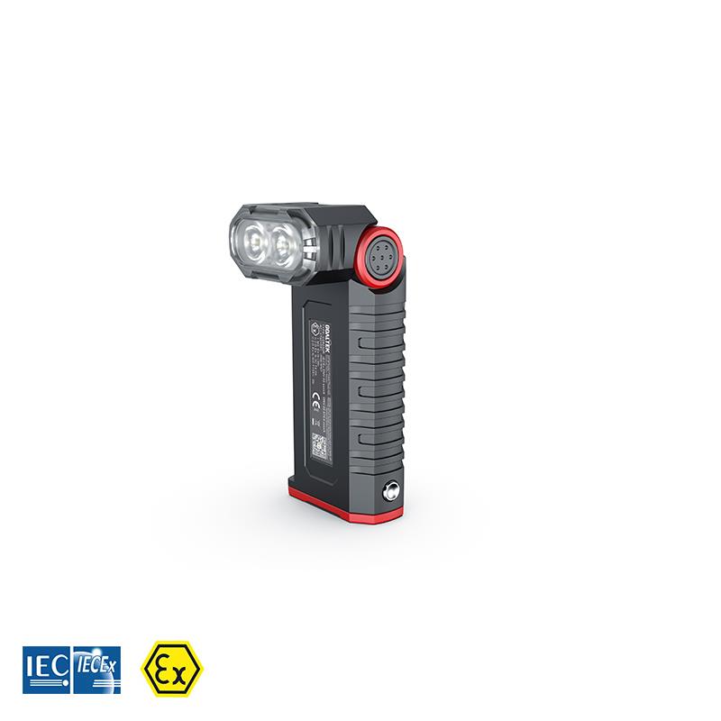 Explosion proof LED right angle torch (rechargeable) incl. Li-Ion battery, ATEX, 20h run time
