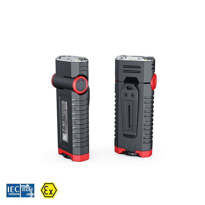 Explosion proof LED right angle torch, battery operated, ATEX, 15h run time