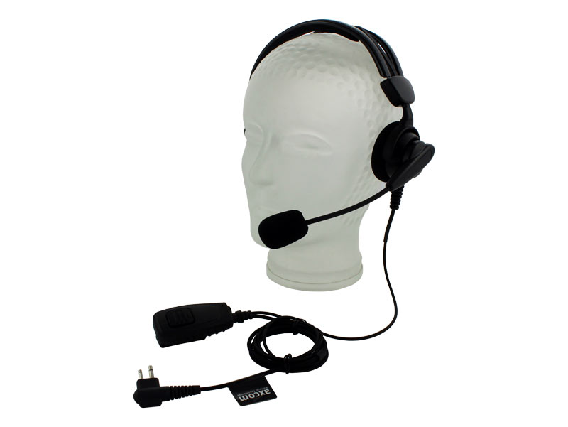 Overhead headset with boom microphone + small PTT button for Motorola GP300, CP040, DP1400, R2, HYT TC700
