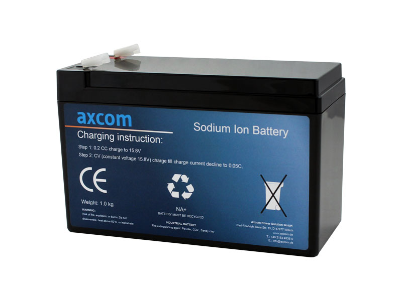Axcom sodium ion battery 12V 7Ah with 6.3mm plug contacts