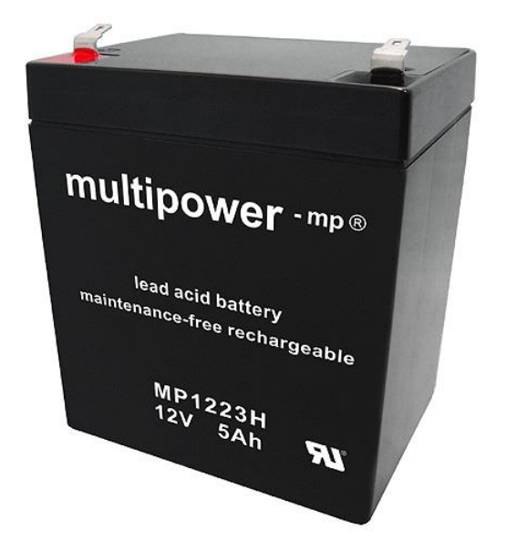 Lead-acid battery Multipower MP1223H 12V/5Ah with 6.35mm plug contacts (high current)