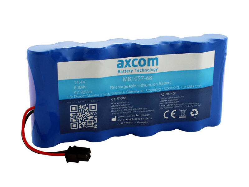 Rechargeable battery pack for Siemens SC6002XL/SC6802XL/Dräger Infinity Gamma/Delta