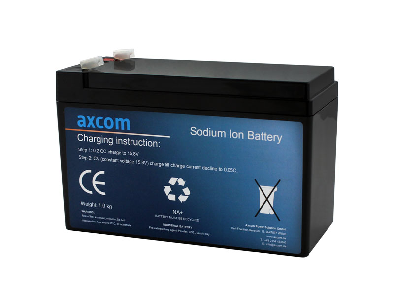Axcom sodium ion battery 12V 7Ah with 4.7mm plug contacts Axcom sodium ion battery 12V 7Ah with 4.7mm plug contacts