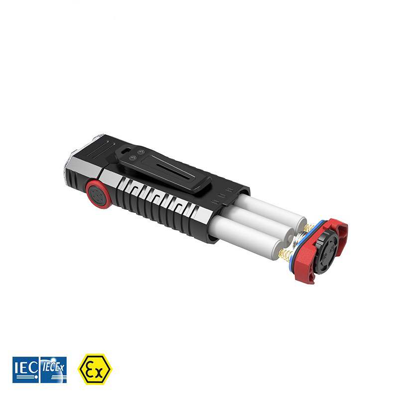 Explosion proof LED right angle torch, battery operated, ATEX, 15h run time
