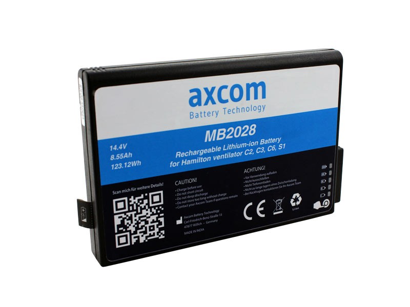 Li-Ion battery for Hamilton C2, C3, C6, S1, 14.4V/ 8,55AH Li-Ion battery for Hamilton C2, C3, C6, S1, 14.4V/ 8,55AH