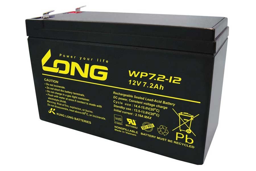 Bleiakku Long WP7.2-12-F2 - 12V/7,2Ah 6,3mm