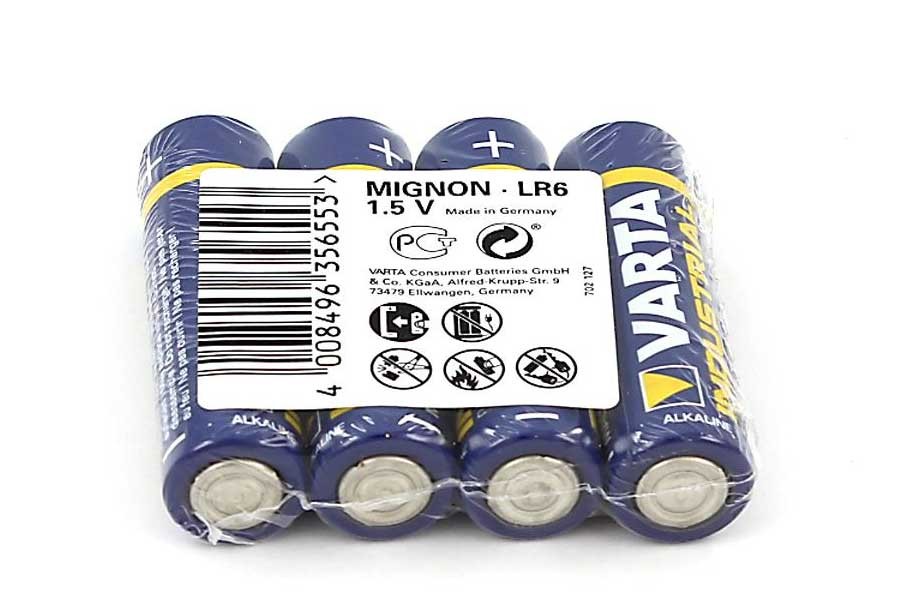 4 Varta Mignon AA batteries, LR06, MN1500, 4006 Industrial Alkaline