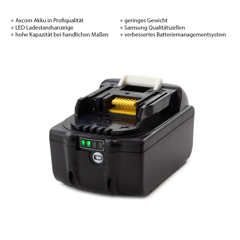 Eigenschaften Axcom 6Ah Li-Ion Akku für Makita BL1860