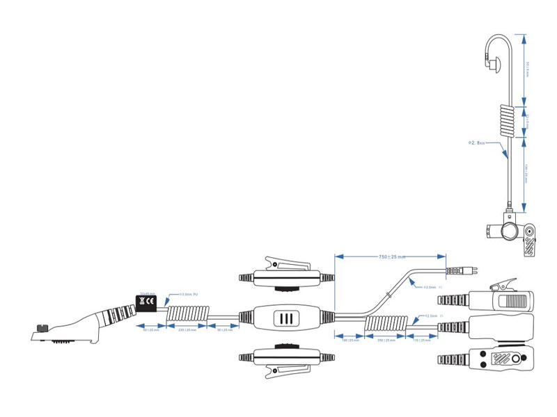Sound Tube Headset 2 Cable Solution for Motorola MTP6650, MTP850FuG, DP300, DP4000