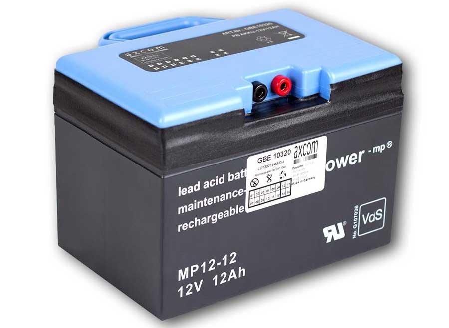 Battery for ESO speedometers with lid and handle, 12V/12Ah
