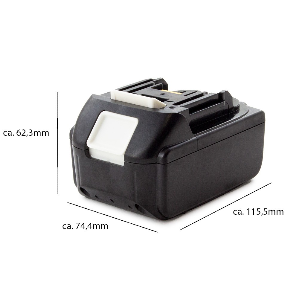 Dimensions of Axcom 6h battery for Makita BL1860