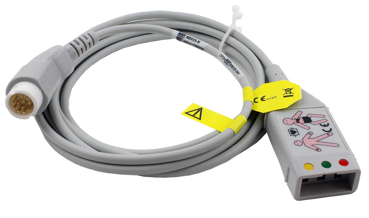 3 lead ECG trunk cable with IEC 12-pin connector, like Philips M1510A 3 lead ECG trunk cable with IEC 12-pin connector, like Philips M1510A