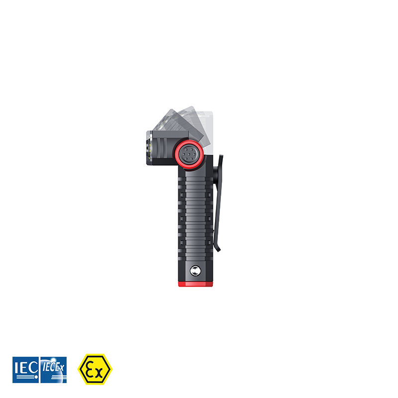 Explosion proof LED right angle torch (rechargeable) incl. Li-Ion battery, ATEX, 20h run time