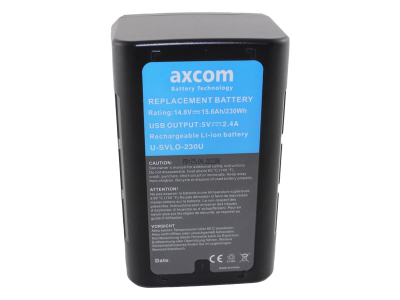 Li-Ion battery V-Mount, V-Lock for Sony 14.8V / 15.6Ah / 230Wh with USB & LED