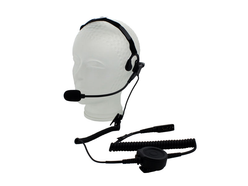 Overhead headset with gooseneck microphone and large PTT button for Sepura STP8000, STP9000