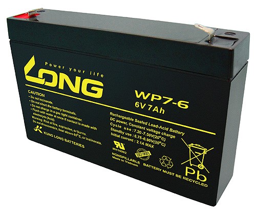 Lead rechargeable battery (incl. metal surcharge) Long WP Series Standby 6V DC / 1Ah WP7-6