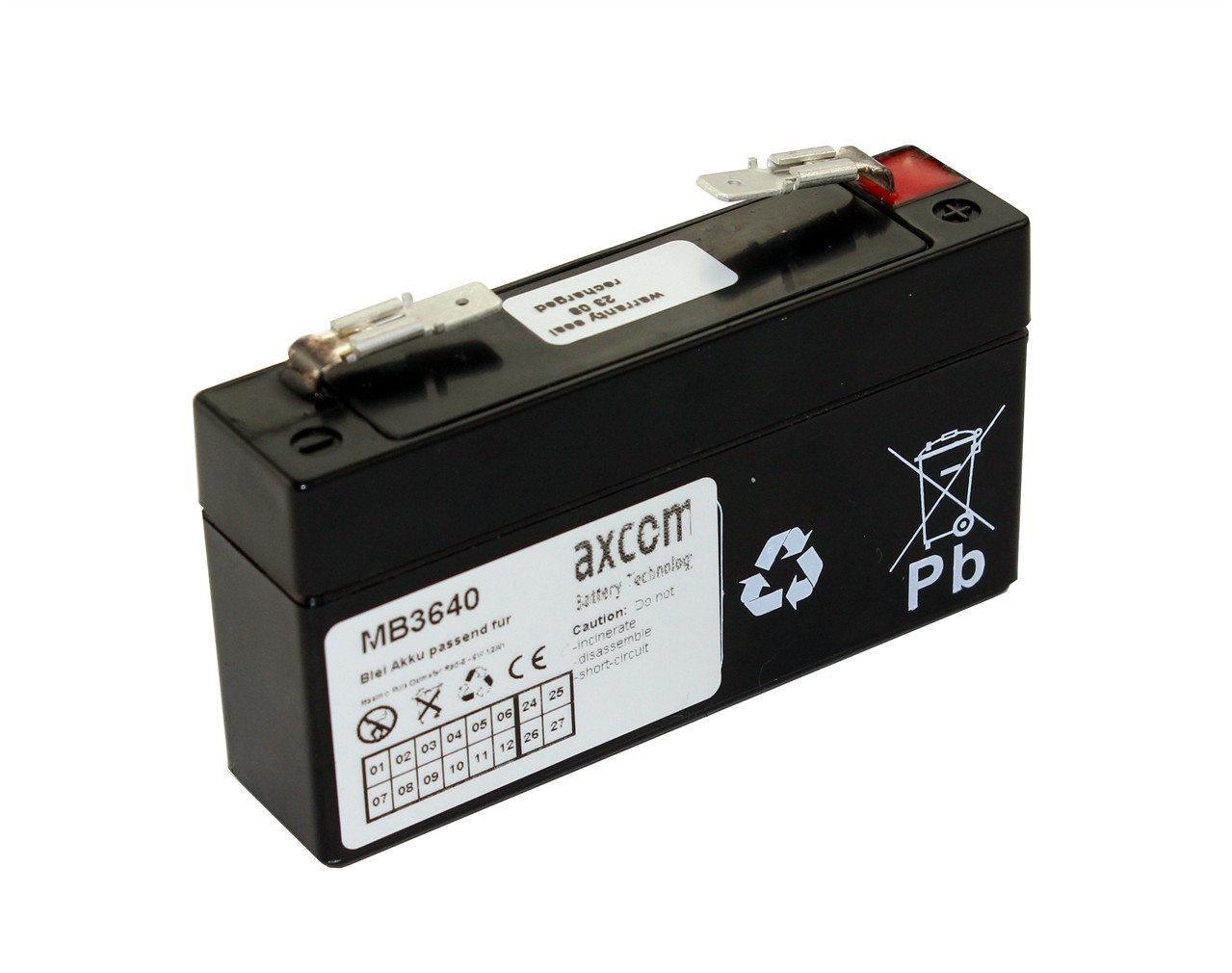 Lead acid battery suitable for Masimo Pulse Oximeter Rad-8 - 6V/ 1,2Ah