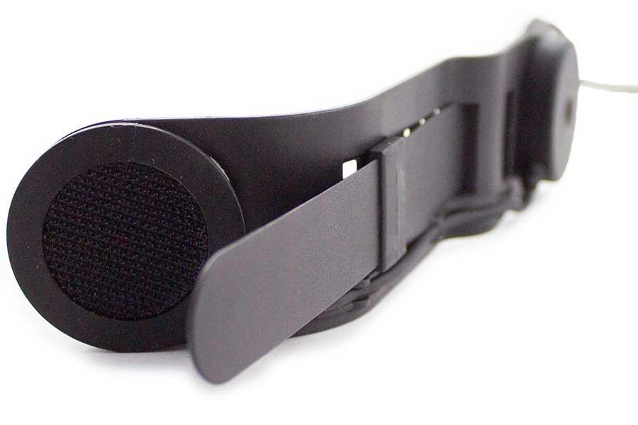 Detailed view of the skullcap microphone