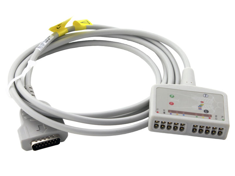 10-pin ECG master cable with 15-pin connector for Hellige, GE and Marquette