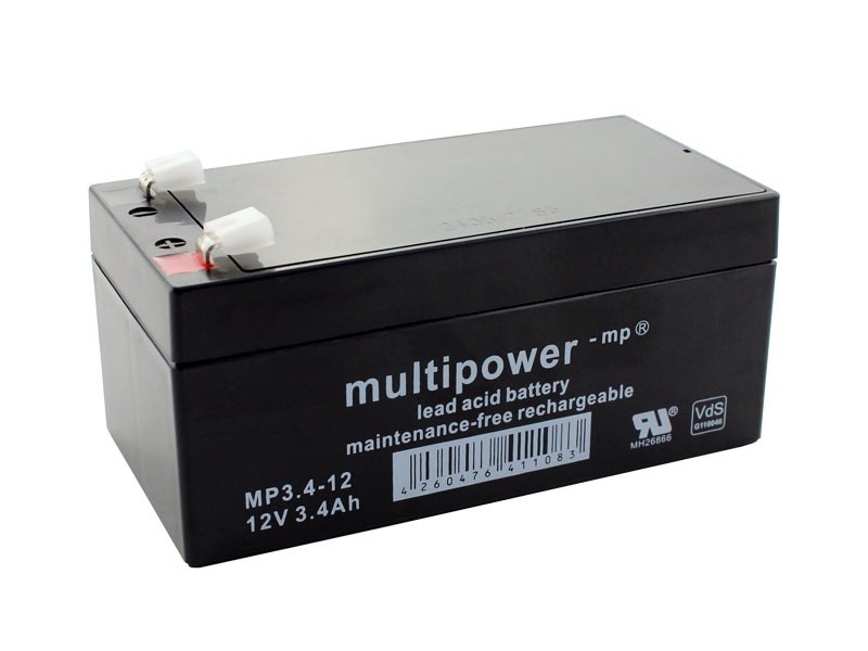 Multipower lead-acid battery MP3,4-12 - 12V 3,4Ah (VdS) Multipower lead-acid battery MP3,4-12 - 12V 3,4Ah (VdS)