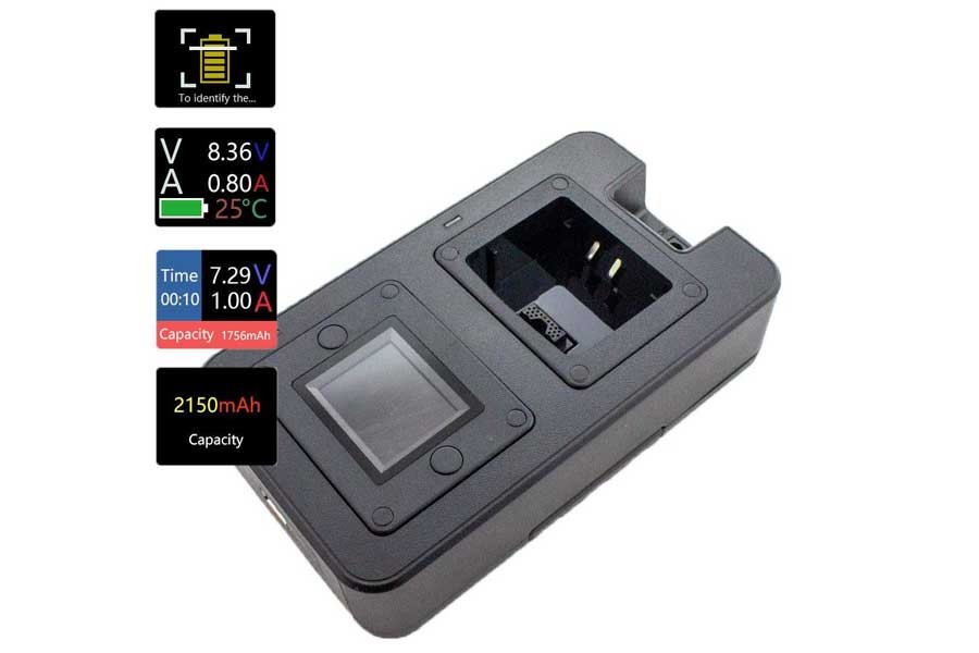 Tischladegerät mit LCD-Anzeige Lade und Entladefunktion, Temperaturanzeige MTP6650