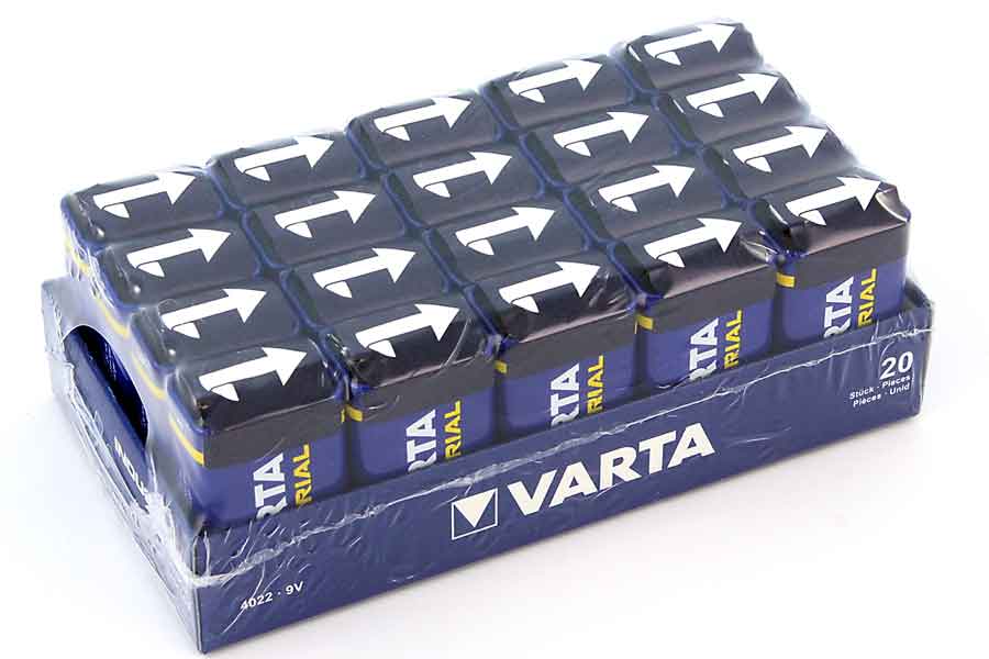 20 batteries, Varta, EBlock, 9V Block, Alkaline, 6LR61