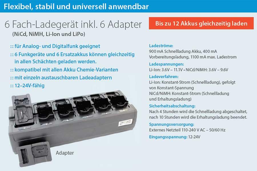 6+6 station charger incl. adapter for CP040, CP150, CP200 series, DP1400, R2, H4970LI, H4851, H4497LI