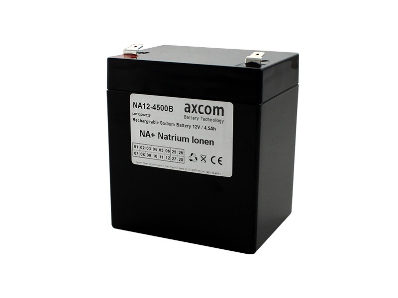 Sodium ion battery 12V 4.5Ah with 6.3mm plug contacts Sodium ion battery 12V 4.5Ah with 6.3mm plug contacts