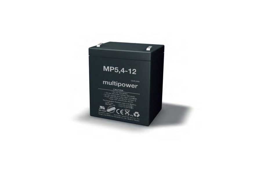 Multipower MP5.4-12 lead-acid battery – 12V 5.4Ah, 4.7mm plug-in terminals