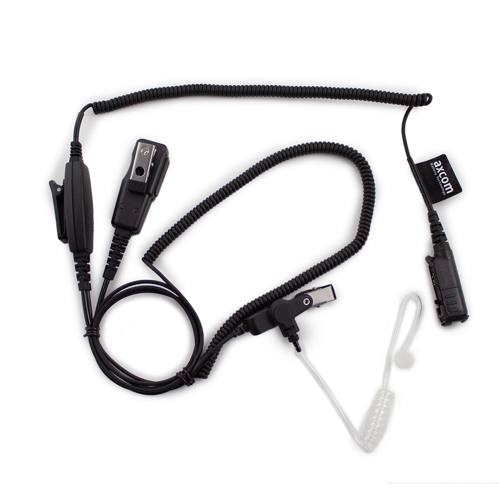 Sound tube headset for Motorola DP2400, DP2600, DP3441, R5, MTP3550 - 2 cable Bayonet connection, PTT