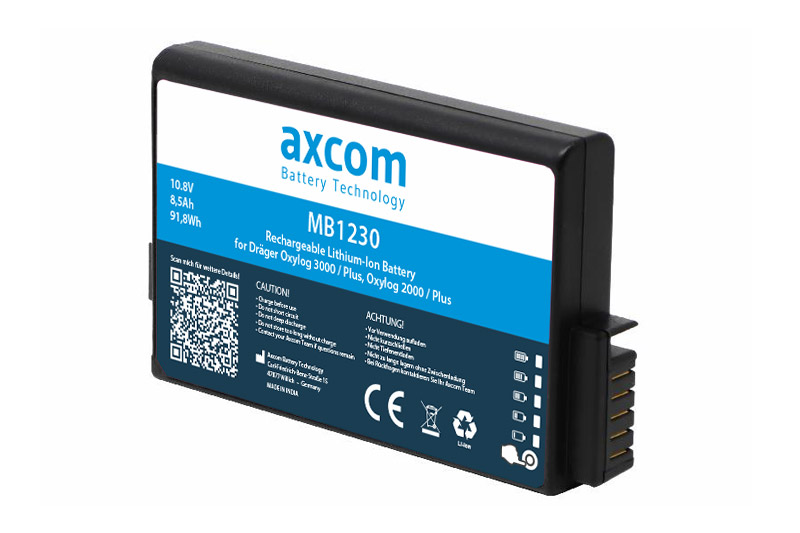 Li-Ion Battery for Dräger Oxylog 3000 / Plus, Oxylog 2000 / Plus- 10,8V 8,5Ah